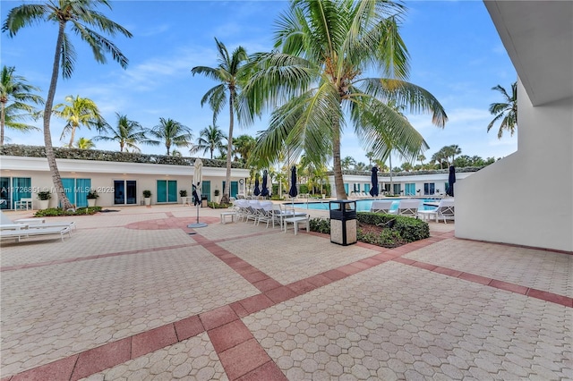 view of pool featuring a patio