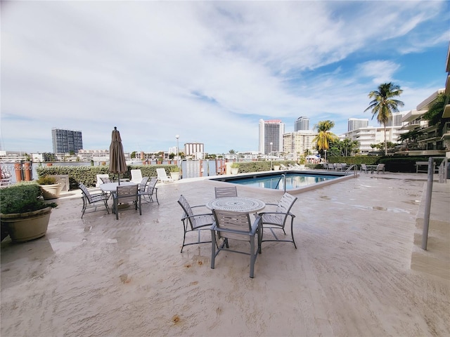 view of pool featuring a patio