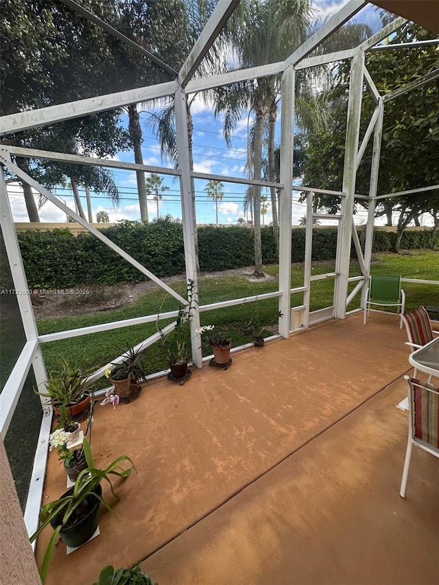 view of unfurnished sunroom