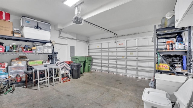 garage with a garage door opener