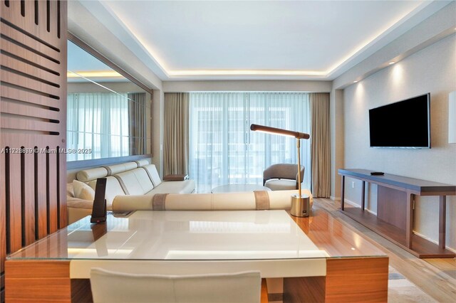 living room featuring light wood-type flooring