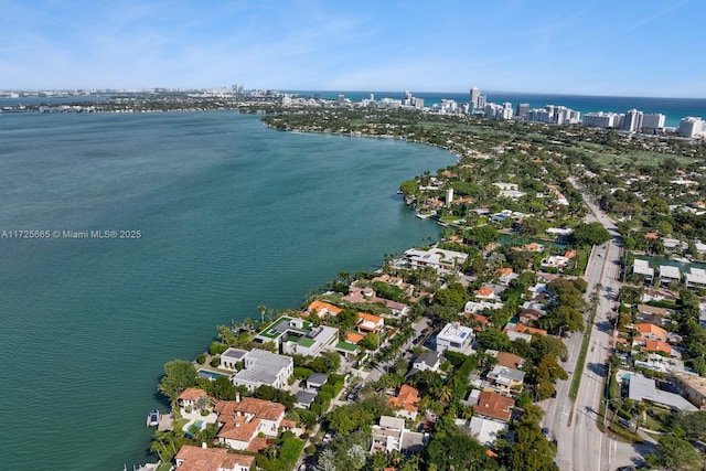 bird's eye view featuring a water view