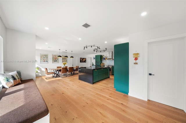 living room with light wood-type flooring