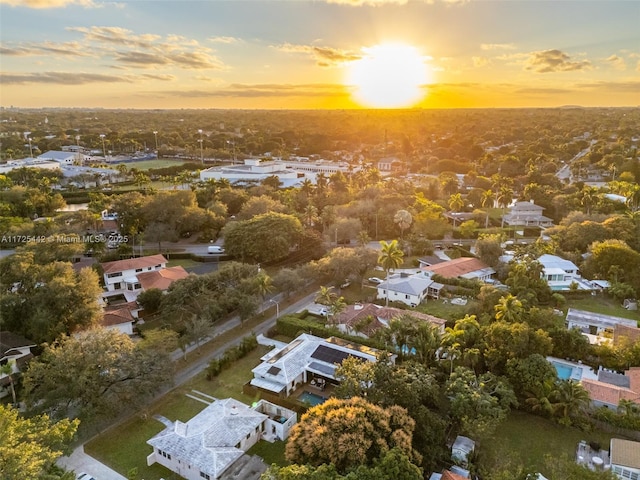 view of aerial view at dusk