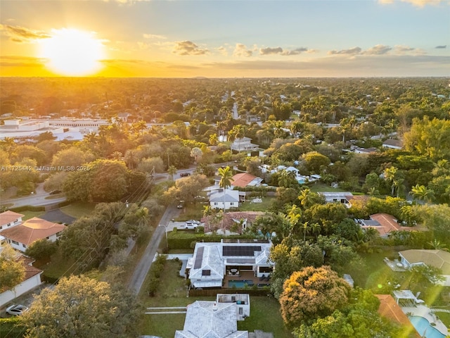 view of aerial view at dusk