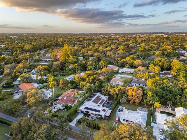 view of aerial view at dusk