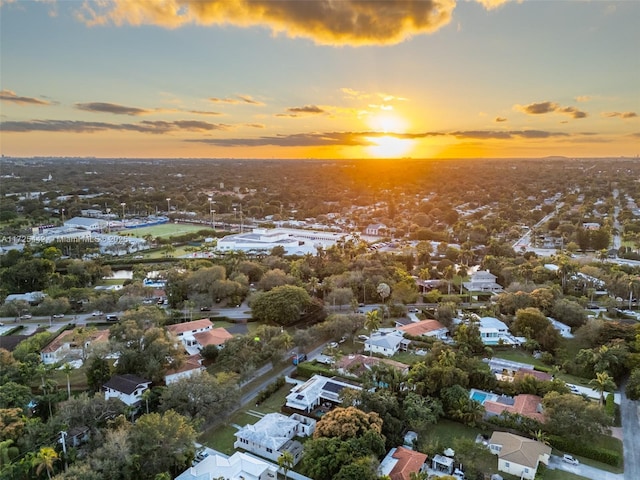 view of aerial view at dusk