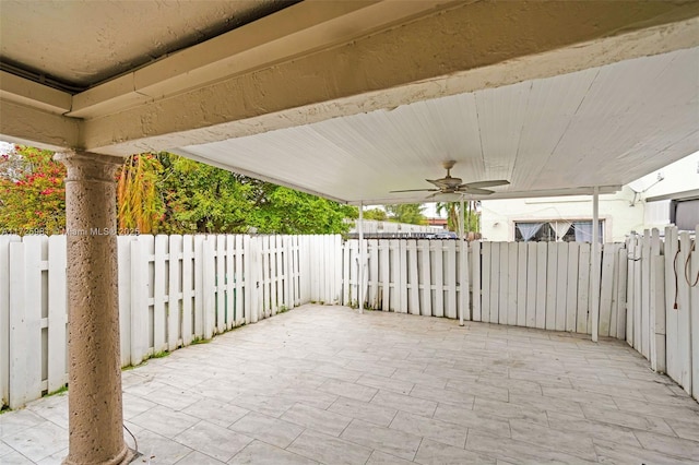 view of patio with ceiling fan