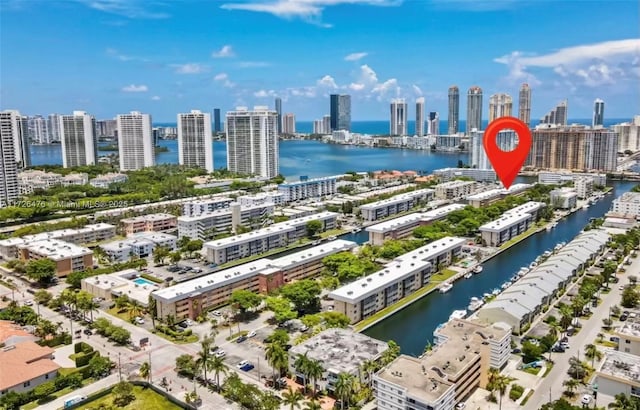 3725 NE 169th St Unit B-203, North Miami Beach, FL 33160 - drone / aerial view featuring a water view and a view of city