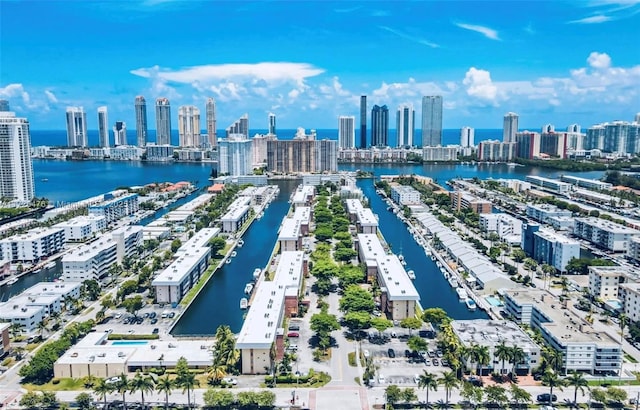 3725 NE 169th St Unit B-203, North Miami Beach, FL 33160 - birds eye view of property featuring a water view and a city view