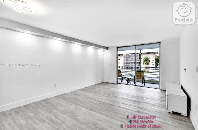 interior space featuring light hardwood / wood-style floors and expansive windows