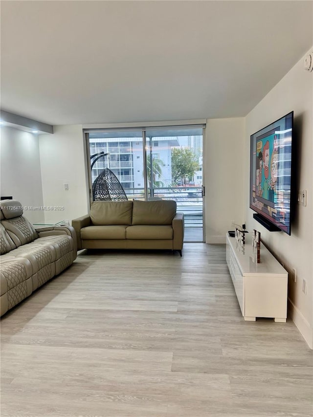 living room with light hardwood / wood-style floors