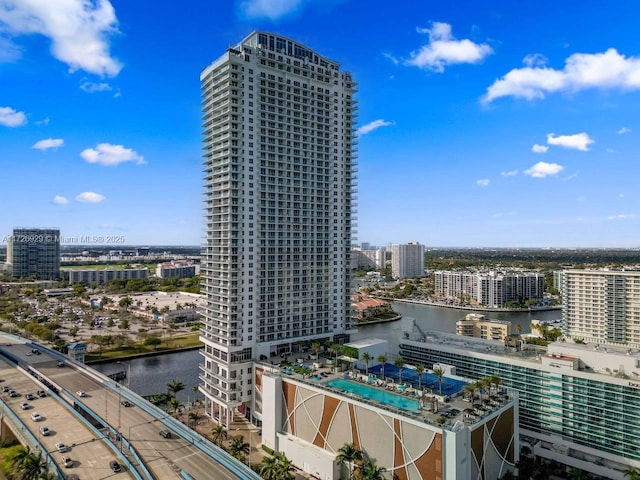 exterior space featuring a water view