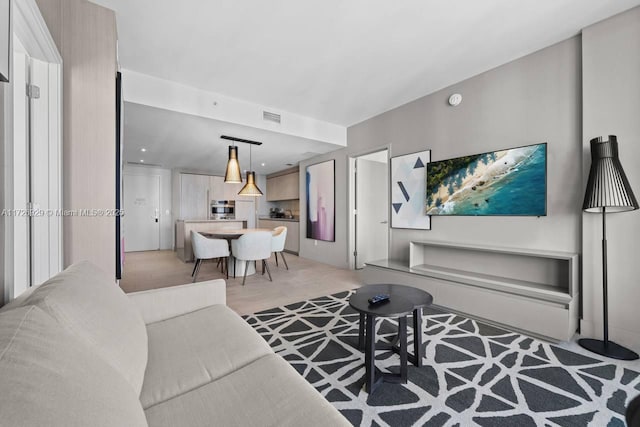 living room featuring light hardwood / wood-style floors