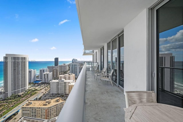 balcony with a water view