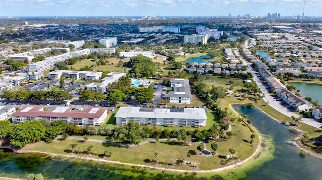 bird's eye view featuring a water view