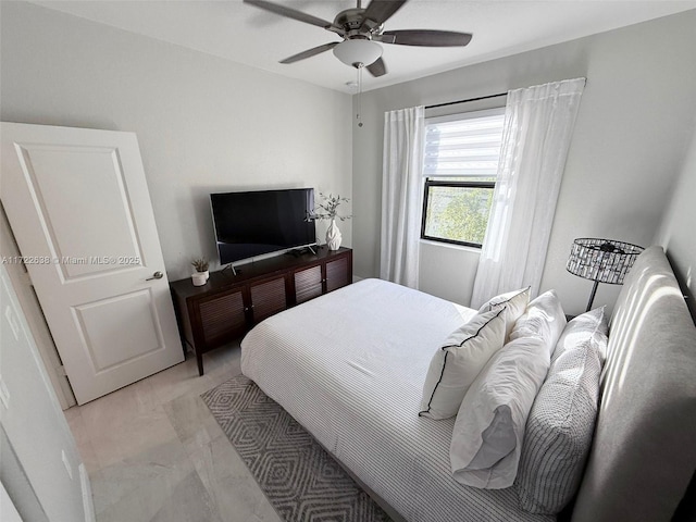 bedroom featuring ceiling fan