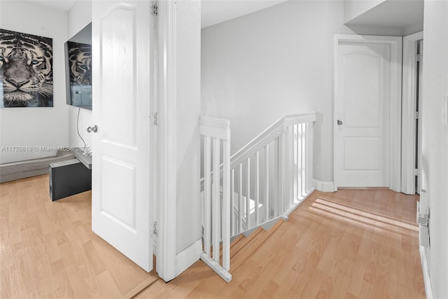 hallway with light hardwood / wood-style flooring