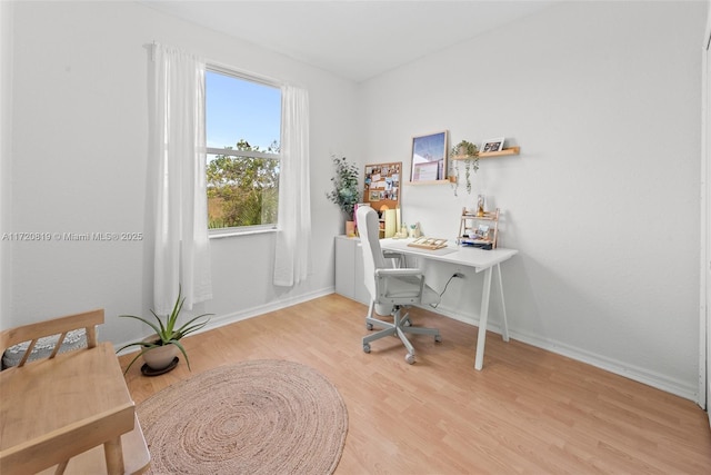 office area featuring light wood-type flooring