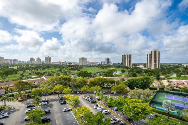 aerial view featuring a city view