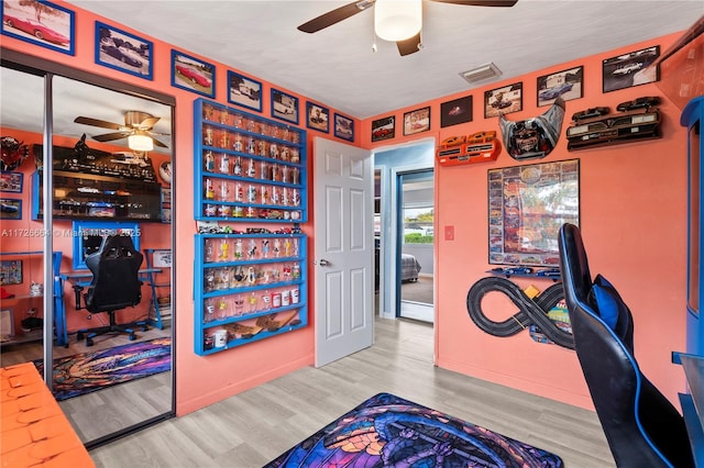 1916 SW 47th Ave, Fort Lauderdale, FL 33317 - home office featuring a ceiling fan and wood finished floors