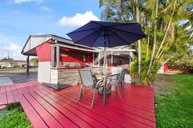 1916 SW 47th Ave, Fort Lauderdale, FL 33317 - wooden terrace with outdoor dining space