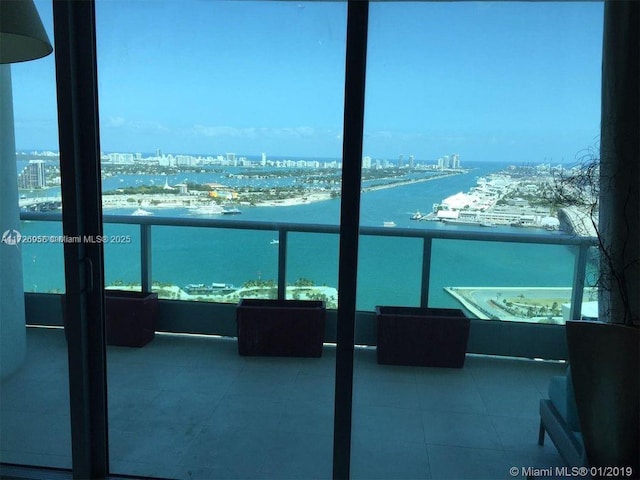 balcony with a water view