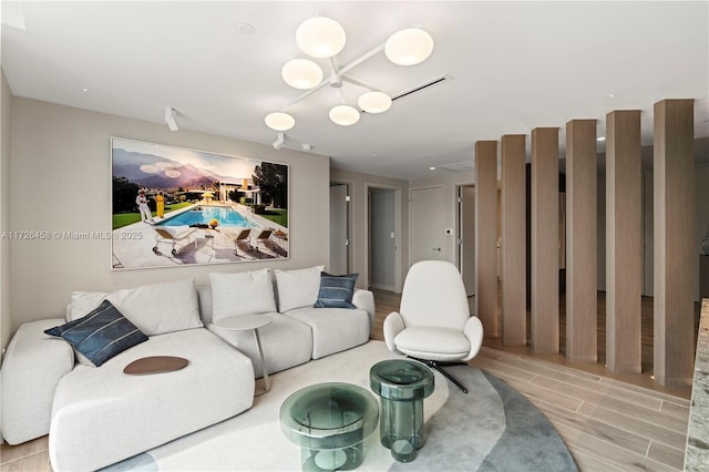 living room with wood finish floors