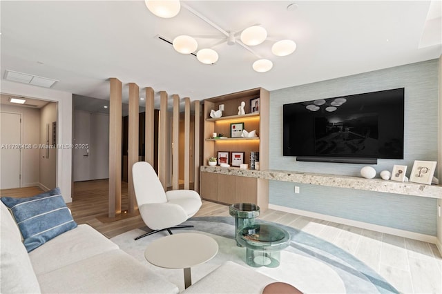 living room with light wood finished floors