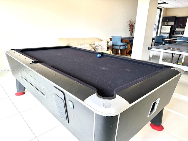 playroom with tile patterned floors and pool table