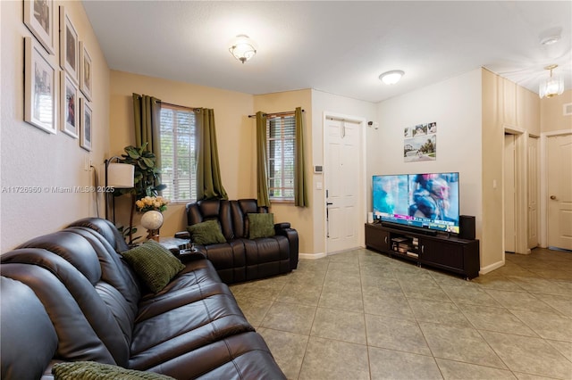 view of tiled living room