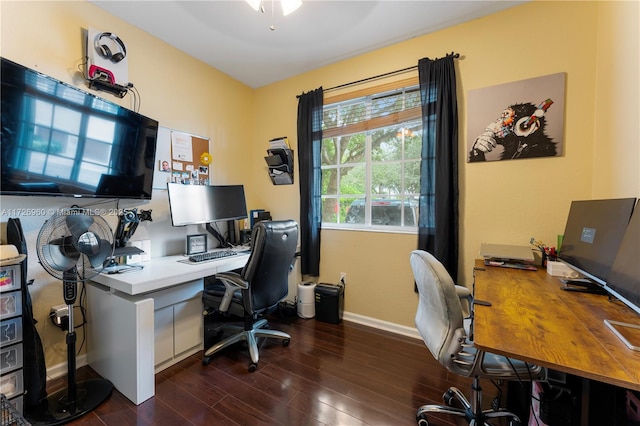 office featuring dark hardwood / wood-style floors