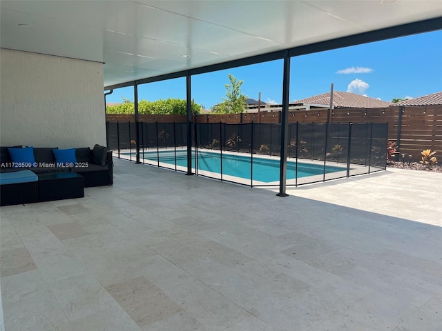 view of swimming pool featuring a patio area and outdoor lounge area