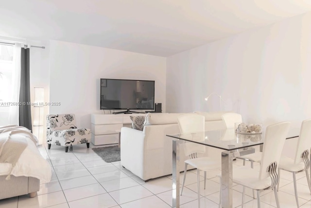 living room featuring light tile patterned floors