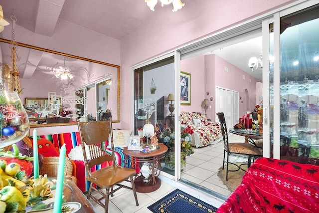 interior space with an inviting chandelier