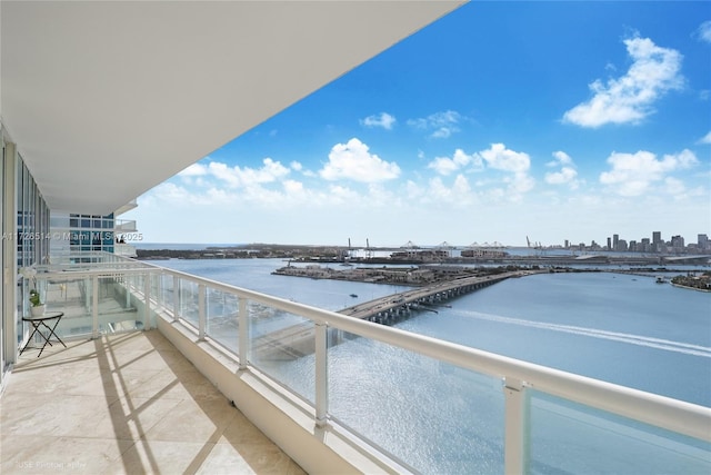 balcony with a water view