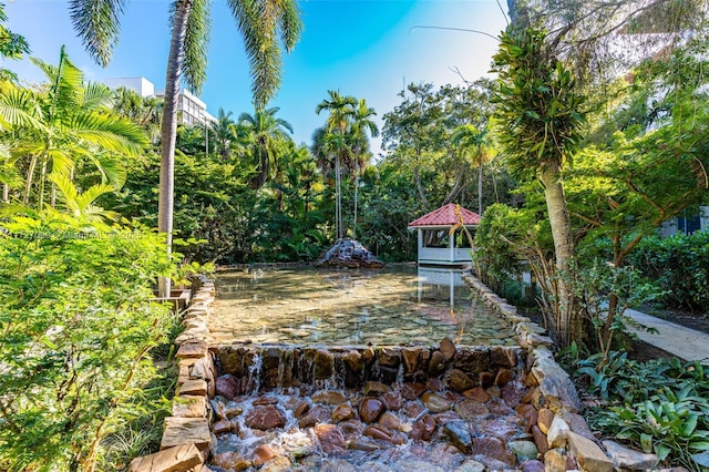 view of yard with a gazebo