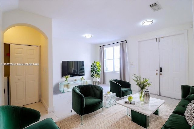 view of tiled living room