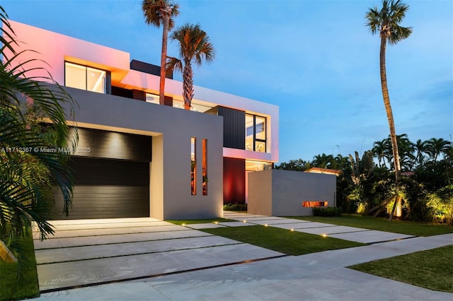 contemporary home with a garage