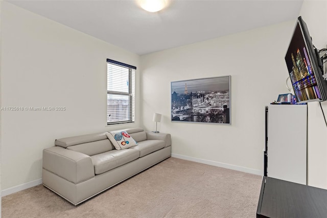 living room with light carpet