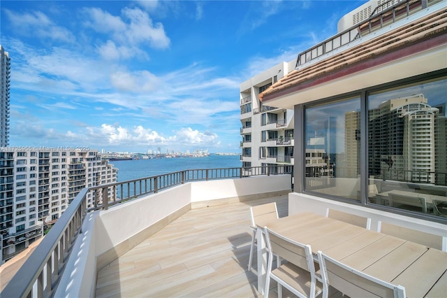 balcony with a water view