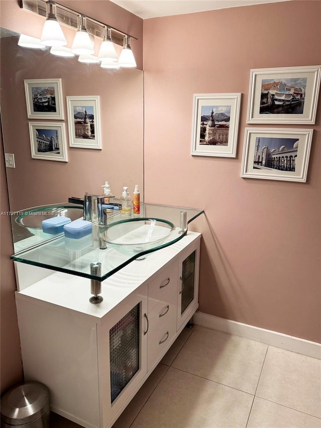 bathroom featuring vanity and tile patterned flooring