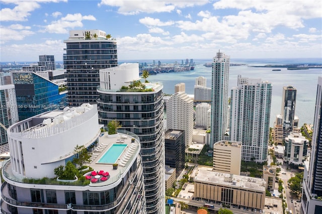 property's view of city with a water view