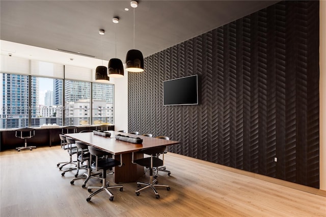 home office featuring light wood-type flooring