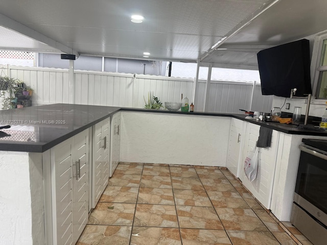 kitchen with white cabinets and stainless steel range with electric cooktop