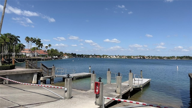 view of dock featuring a water view