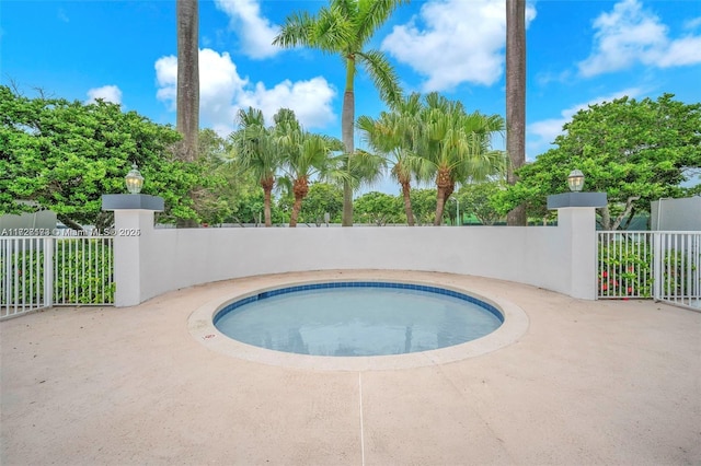 view of swimming pool with a patio area