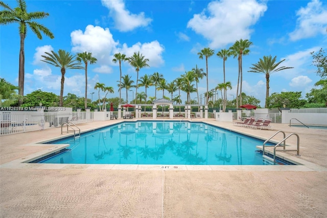 view of swimming pool with a patio area