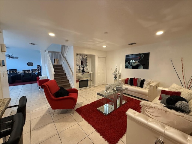 view of tiled living room