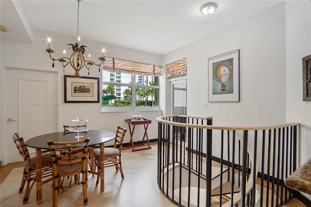 dining room with a notable chandelier